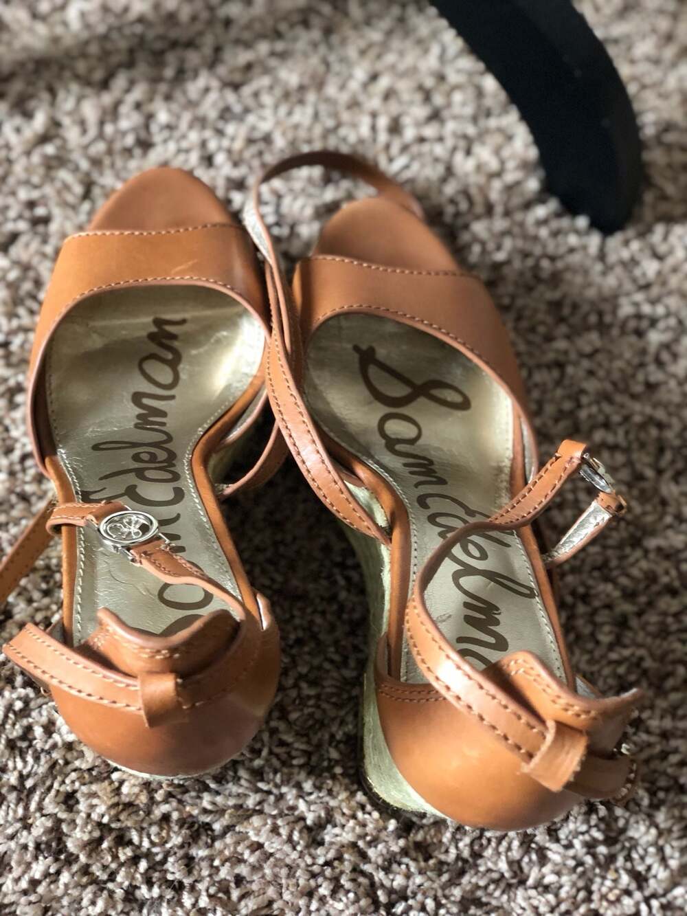 Sam Edelman Turner Leather Peep-Toe Espadrille Wedge Sandals - Picture 7 of 13